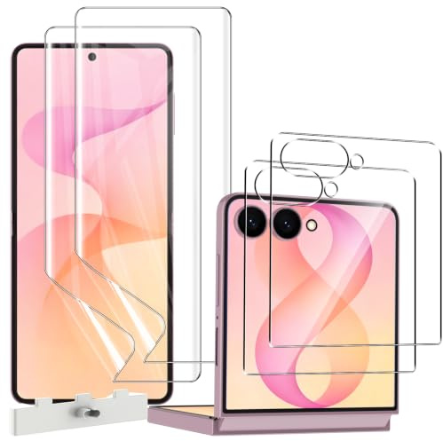 AOKUMA för Samsung Galaxy Z Flip 8 5G skärmskydd [2 yttre härdat glas och 2 inre mjuk TPU skärmskydd +2 kameralinsskydd] med enkelt installationsverktyg, 9H, repfri, bubbelfri