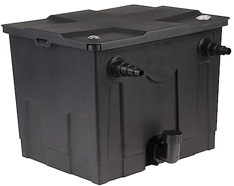 LoogCape Filtro de estanque 8000 L/h para estanques grandes de jardín, clarificador de agua con indicador de temperatura, material filtrante, adecuado para estanques de hasta 12.000 litros sin peces