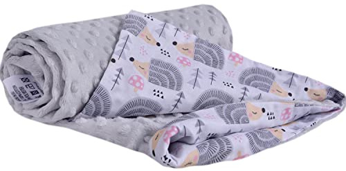Medi Partners Coperta per Neonata Copertina Neonato per lettino - 100% Cotone 75x100cm naturale Blanket Neonati Invernale Estate Bifacciale Carrozzina Bambino (Ricci con il grigio Minky)