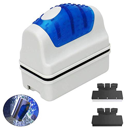 Magnet Aquarium Glas Algen Scrubber Reiniger Schaber Floating Clean Brush mit 2 Schabern, S (7 x 6,5 x 3,7 cm)