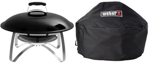 Weber Caminetto da Giardino, Nero, 2750 + Funda Premium para Chimenea, 7159