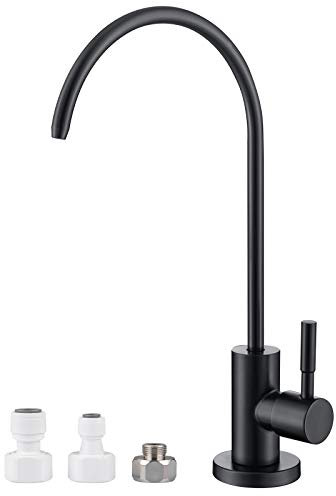 MIAOHUI Reverse Osmosis Faucet, Drinking Water Tap Fits Non-Air Gap Filtration Systems, Modern RO Kitchen Filtered Water Faucet, Lead-Free, Stainless Steel (Black)