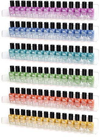 BTremary 15 Acrylic 6 Shelves Nail Polish Wall Mounted Holder Paint Organizer Storage Rack Clear Hanging Nail Polish Shelf Floating Wall Mount Nursery Bookshelves Vinyl Display Record Holder.