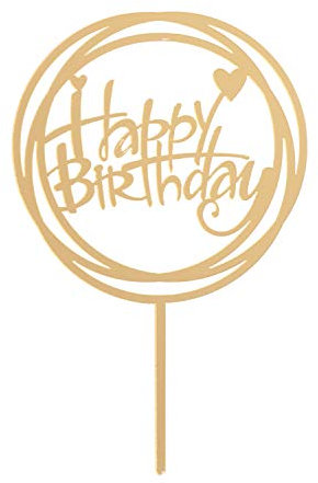 Dekora - Topper de Tartas para Cumpleaños Color Dorado - Happy Birthday