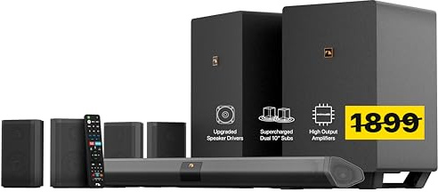 Nakamichi Shockwafe Ultra 9.2.4 Channel Soundbar System with Dolby Atmos/DTS:X, Dual 10 Subwoofers, 4 Rear Surround Speakers, 1300 Watts Max Output Power