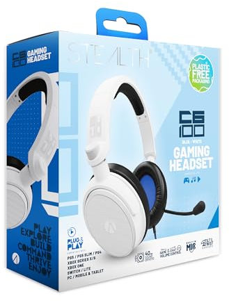 STEALTH C6-100 Blue Over Ear Gaming Headset PS4/PS5, XBOX, Nintendo Switch, PC with Flexible Mic, 3.5mm Jack, 1.5m Cable, Lightweight, Comfortable and Durable