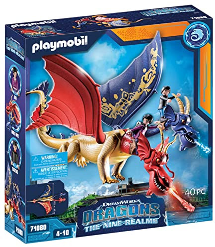 Playmobil DreamWorks Dragons 71080 Dragons: The Nine Realms - Wu and Wei with Jun, Two-Headed Dragon Figure with Shooting Function, Toys for 4+ Year Olds