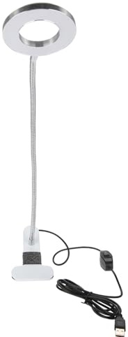 LED Make-up-Lampe mit USB, tragbare Lampe mit Klammer, 2 einstellbare Farbtemperaturen, flexible Beleuchtung für Wimpernverlängerung, Microblading, Babybett, silber