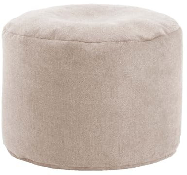 mokebo® Pouf XL, Hocker o. Bodenkissen 60x40cm 'Der Ruhepouf' Sitzhocker rund & Fußhocker fürs Wohnzimmer, Sitzpouf aus Stoff in Beige, Beistelltisch, Puff für drinnen mit EPS-Perlen Füllung