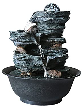 Fontaines d'intérieur Fontaine Zen de Table，Fontaine d'eau de Table de Chutes de Roche en Cascade de Niveau, caractéristique de Cascade d'intérieur pour Le Bureau, la Maison et la Chambre à Coucher d