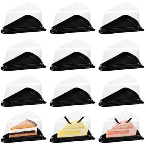 INHEMING 50 Pezzi Contenitore per Torta di Formaggio Triangolare,Scatole per Fette di Torta,Contenitore Triangolo Trasparente in Plastica