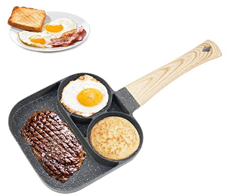 Umllpet Poêle à œufs au plat, poêle à pancake anti-adhésive en aluminium, moule à omelette, poêle à hamburger, bacon, pour induction et gaz
