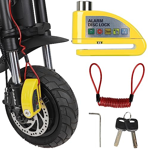 MotuTech Alarm Kabelschloss Scheibenbremse Stahldraht 110 cm für Xiaomi M365 Nine Max G30 Kugoo M4 etc Scooter Scooter Motorrad Rennrad MTB Bremsscheibenschloss (gelb)