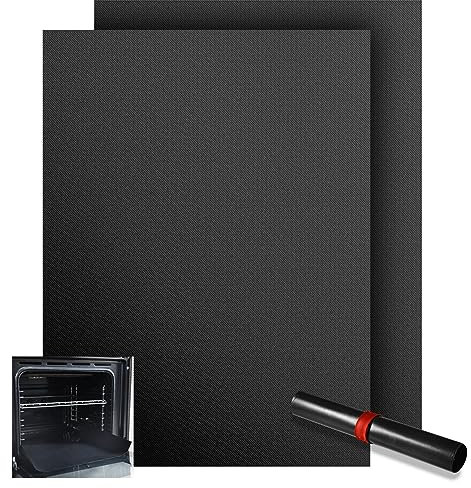 KitchenRaku Alfombrilla para horno de 32 x 50 cm, revestimiento antiadherente y resistente, accesorio de cocina indispensable para una limpieza (Negro claro, 2 unidades)