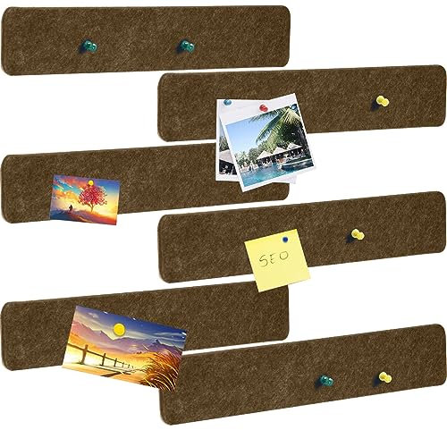 Pinnwand Bar Streifen 6 Stück Filz Pinnwand Selbstklebend Memoboards Bulletin Board mit 50 Pushpins Filz boards für Klassenzimmer Büro Schule Wanddekoration Braun