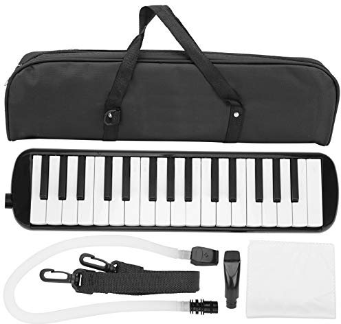 Melodica 32 Tasten, Melodica für Kinder, Student Melodica Instrument, mit kurzem Mundstück und weichem Blasrohr, Melodica-Tastatur, für Luftklavier, Anfänger, musikalisches Training(Schwarz)