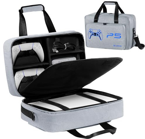 UUBOXS Custodia da trasporto per PS5, borsa da viaggio protettiva per PS5/PS5 Pro/PS5 Slim, custodia portaoggetti di grande capacità compatibile con PS5 Console,Controller e Accessori,Grigio