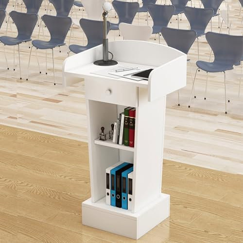 JIAOCKJIAO Rednerpult-Podiumsständer, hölzerner Kirchenpodium Empfangspult, bodenstehendes Podium, for Konferenz-Kirchenkanzel-Schulpräsentationsständer (Color : White B)