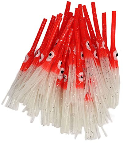 Tintenfisch-Köder Zum Angeln Im Salzwasser, Weicher Kunststoff-Köder Zum Angeln, Leuchtender Oktopus-Rock-Köder Für Salzwasser- Und Süßwasserfischen(Rot)