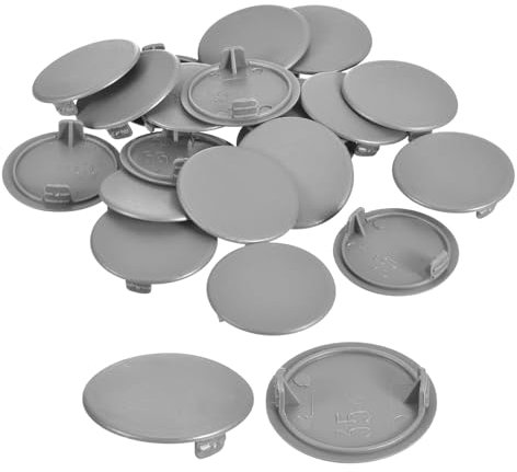 sourcing map 20Pcs Hinge Hole Covers, 35mm(1 3/8) Dia Plastic Concealed Hole Cover Round Flush Type Caps for Furniture Cabinet Cupboard, Grey