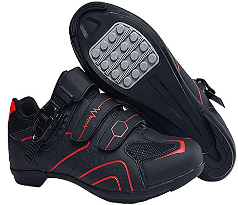 Cykelskor herr dam racercykelskor Mtb cykelskor kompatibla med Look Spd Spd-Sl Delta Lock Pedal ridskor mountainbike skor kompatibla med Peloton storlek 37–46, röd, 45 EU