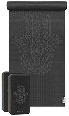 Yoga-Set Starter Edition - Hand of Fatima (yogamatte + 2 Yogablöcke) Schwarz