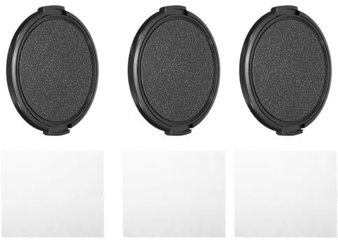 PATIKIL 67 mm linslock, 3-pack sidor nyp kameralinsskydd för främre lins med rengöringsduk, lämplig för 67 mm gänga universella DSLR-linser, svart