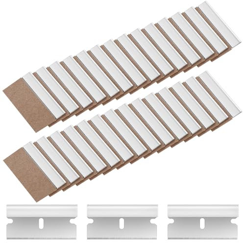 100 Pcs Scraper Blades,Car Sticker Remover,Glass Scraper for Windows,Glass Paint Scraper Cleaning Tool, Replacement Plastic Scraper Blades Non Scratch for Ceramic Hob Decal Paint Decals Scraper (100)