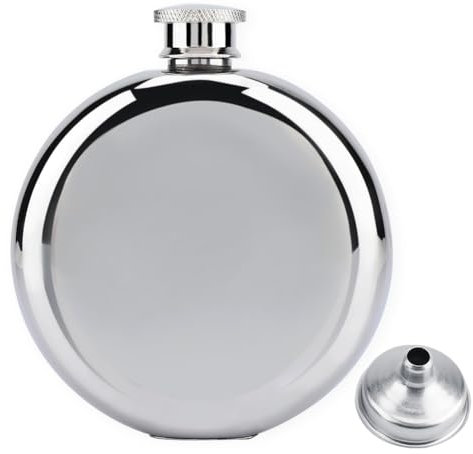Hominas Flachmann mit Trichter, 150 ml Whisky Alkohol Flachmann Edelstahl Hip Flask Taschenkolben Alkoholflasche für Männer Frauen