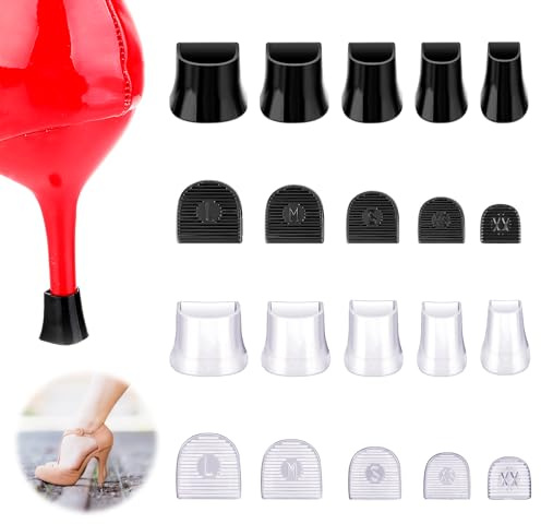 Molain 10 Paar Absatzschoner High Heels, 5 Größen High Heel Stopper High Heel Protector ür Gras Hochzeit Freien Aktivitäten - Transparent, Schwarz, Xx/Xs/S/M/L