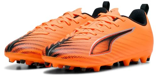PUMA Ultra 6 Play MG JR - Tenis de fútbol, Color Negro y Rojo Brillante, Talla 5 de Reino Unido, Heat Fire Puma Black Glowing Red, 38 EU