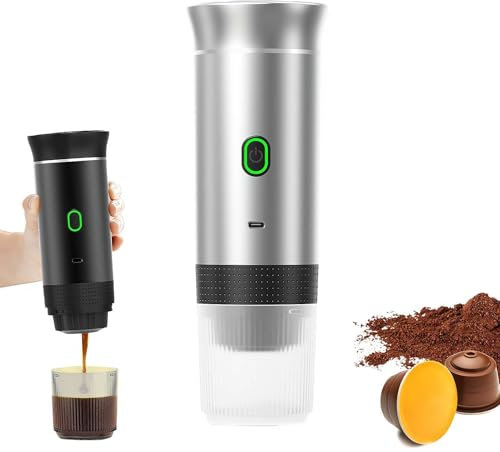 Portable Espresso Machine, 4-6 min Self-Heating, 3 In 1 Portable Coffee Maker, 50 Times for One Charge, Small Capsules, Large Capsules, Ground Coffee,for Car Home Office Camping Travel Maker 3in1