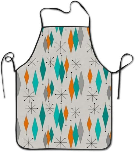Weich Arbeitsschürze Mid-Century Modern Diamant Kochschürze Personalisiert Malschürze Verstellbare Schürze Für Damen Kochen