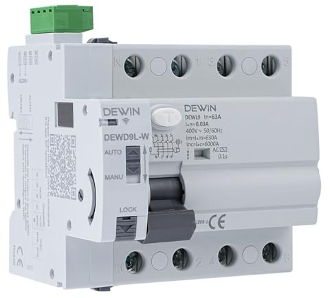 DEWIN Wlan FI Schutzschalter Dreipolig, FI Schalter mit Wiedereinschaltgerät Schließen und Öffnen Können über App im Automatischen Modus Gesteuert Werden 4P 63A 30mA AC 400V