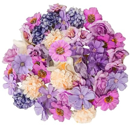 JOZMMZEOOA Kunstblumen 40 Stücke Künstliche Blumen Heim Deko Blumen Simulation Fake Kunstblumen Wie Echt Deko Künstlich Kunst Blumen,für Brautstrauß Wedding Anniversary Decorations (Lila Serie)