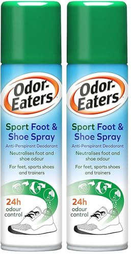 Odor-Eaters, 24 Hour Odour Destroying Antiperspirant Foot and Shoe Spray for Sport Shoes, 150 ml (Pack of 2)