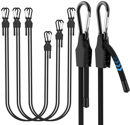 SDTC Tech 12/24/36 Inch Adjustable Bungee Cords with Carabiner Hooks