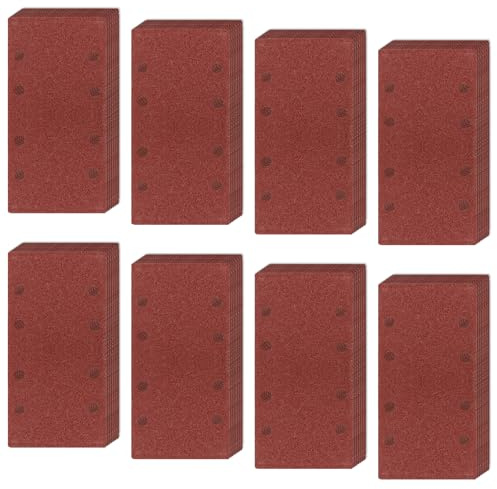 56 Pcs Papier a Poncer, Feuilles Abrasives Papier de Verre Ponceuse, Papier Poncage, Papier Abrasif, Accessories Feuilles Abrasives pour Ponceuse 93 x 185 mm, Grain 40 60 80 120 180 240 320 400