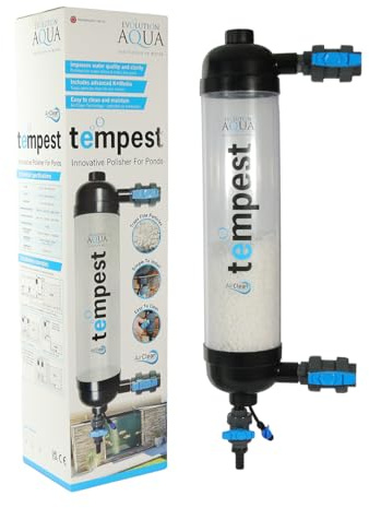 Evolution Aqua Tempest Filter for Ponds – Water Polisher with Patented Air Clean Technology – Filters Down to 1 Micron – Uses K+Media – Easy to Install & Clean