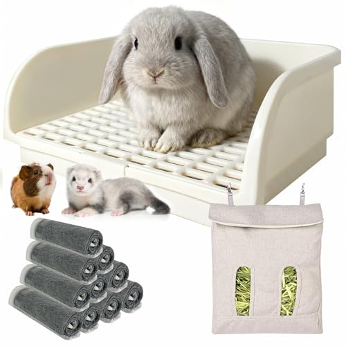 Oleisert Rabbit Litter Box - Extra Large Bunny Litter Box, Easy to Clean and Disassemble, Prevents Odors and Stains. Pet Training Toilet Pan for Guinea Pig, Ferret, Hamster, Chinchilla