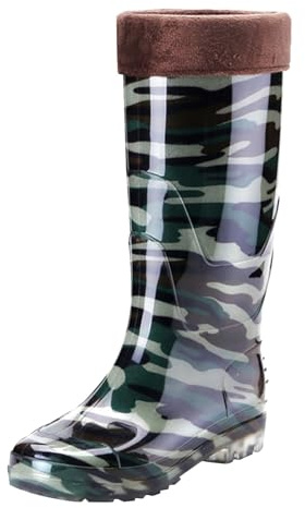 Bottes de pluie hautes pour homme, bottes en caoutchouc doublées chaudes, bottes confortables à enfiler, semelle épaisse, chaussures de travail, chaussures de jardin, bottes de pêche, Gn, 43 EU