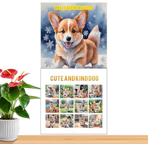 YNPQTDS Hundekalender 2026, kreativer künstlerischer Planer, Urlaubskalender, Planer, für Zuhause, Schule, Schreibtisch, Studienplanung, Familie, Organisation, Arbeitsplatz, Freunde