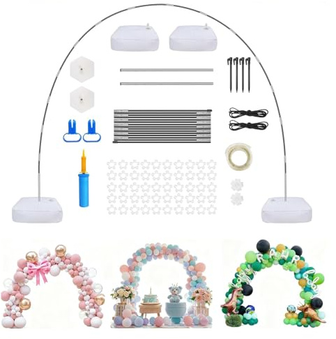 Balloons Garland Arch Kit with Stand, 3x2.7m(LxH) Adjustable Balloon Arch Frame with Base for Wedding, Birthday, Baby Shower Party Supplies, Graduation, Halloween, Christmas, Easter Decorations, White