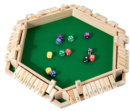 AMZLORD Nuovo gioco Shut The Box, gioco di dadi da 1 a 6 giocatori per adulti, bambini, famiglia, classico gioco da tavolo di dadi in legno per lezioni, feste, pub
