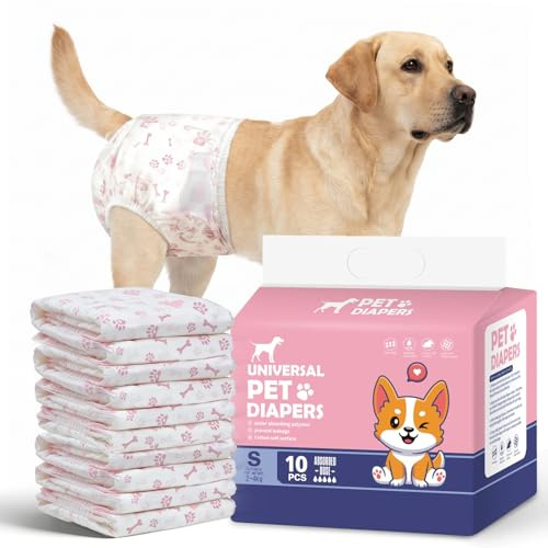 10 Pack Dog Nappies Female, Disposable Dog Period Pants, Absorbent and Leakproof, Dog Diapers Female, for Girl Dogs in Season, Heat, Incontinence (S)