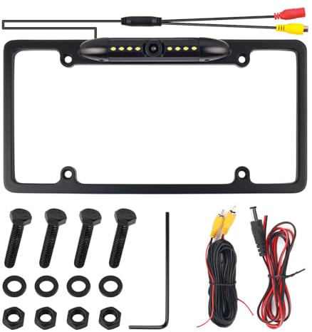 2026 New License Plate Backup Camera with 8 LED Lights,Waterproof License Plate Reverse Camera with 170° Wide Angle & Night Vision,Universal Back up Cameras Licenses Plates Mount