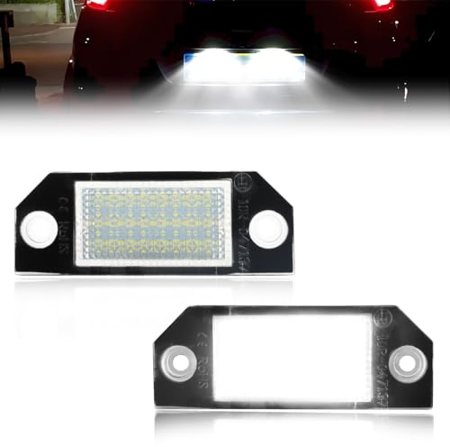 DYNVEX 2 Stücke LED Kennzeichenbeleuchtung für 2003-2007 Fo-rd Focus C-MAX I 03 2003-2008 Fo-rd Focus MK2, [Can-bus Fehlerfrei] Hochwertige 18 SMD Nummernschildbeleuchtung