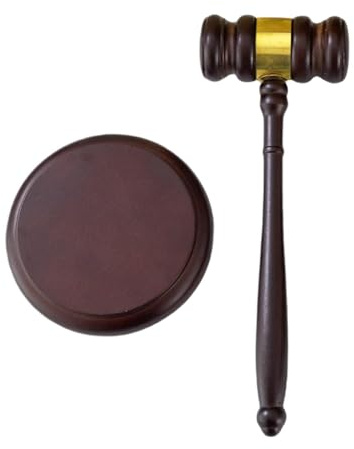 Court Judge Hammer - Wooden Auction Hammer Sound Block Accessory Legal Ceremony Tool Sound Block Included Auctioneer Meeting Legal Tool