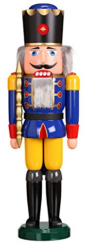 Cascanueces rey azul, 60 cm. de alto, original de los Montes Metálicos (Erzgebirge) del arte popular del pueblo de Seiffen