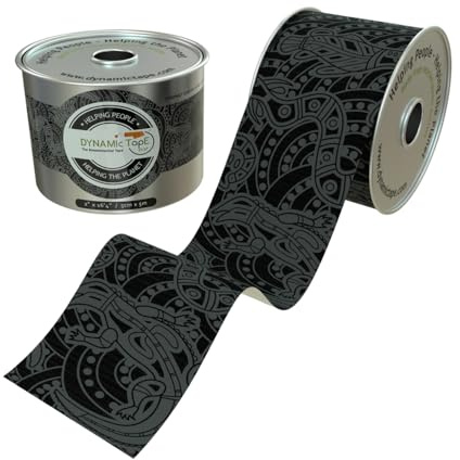 Dynamic Tape Eco | Biomechanisches Klebeband | Physiotape für Knie, Knöchel, Schulter, Bein, Muskelunterstützung | Sporttape für Fußball, Rugby, ideal für Sportler | Grau & Schwarz - 5,1 cm (1)